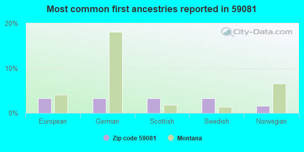Most common first ancestries reported in 59081