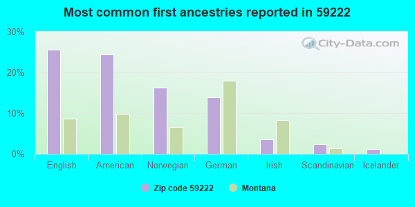 Most common first ancestries reported in 59222