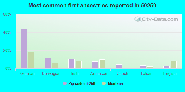 Most common first ancestries reported in 59259