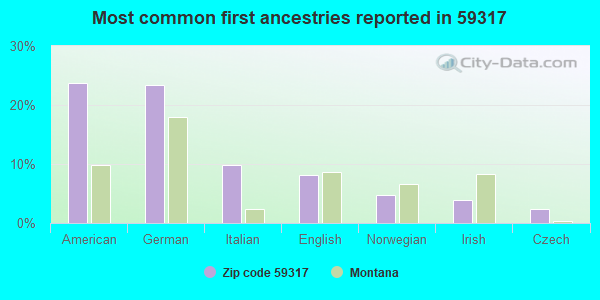 Most common first ancestries reported in 59317