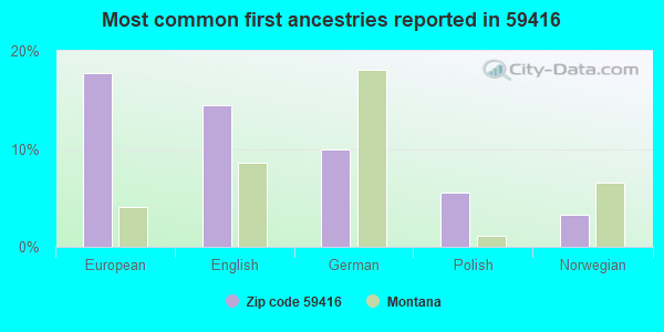 Most common first ancestries reported in 59416