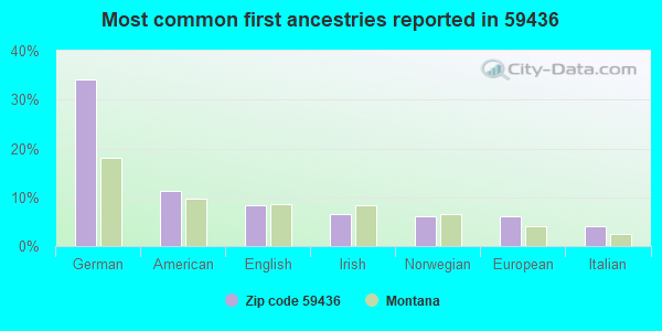 Most common first ancestries reported in 59436