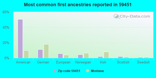 Most common first ancestries reported in 59451
