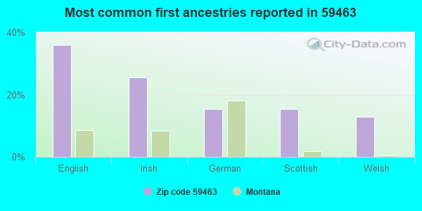 Most common first ancestries reported in 59463