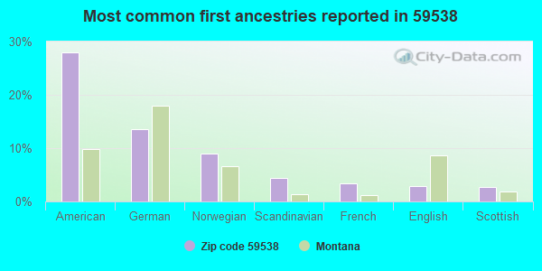 Most common first ancestries reported in 59538