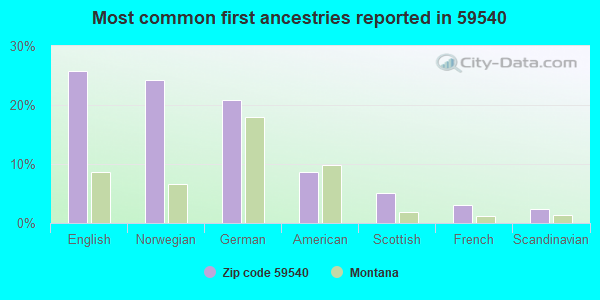 Most common first ancestries reported in 59540