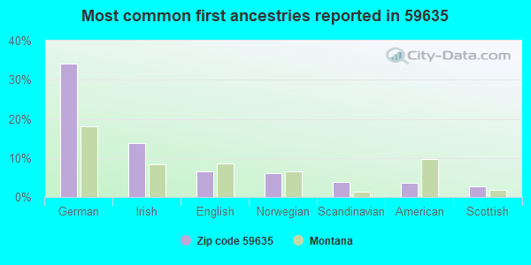 Most common first ancestries reported in 59635
