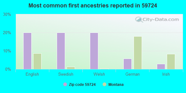 Most common first ancestries reported in 59724