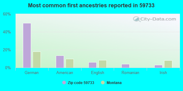 Most common first ancestries reported in 59733