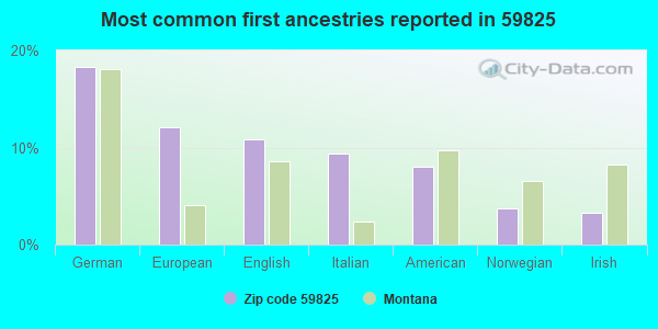 Most common first ancestries reported in 59825