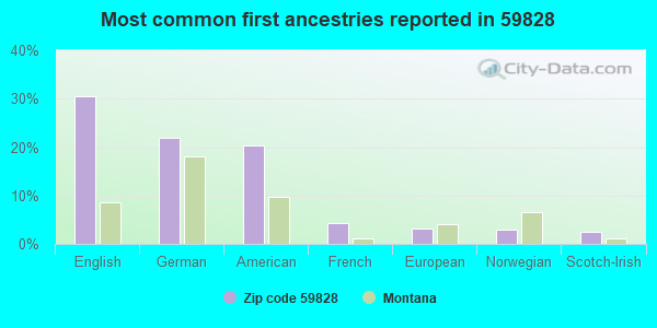 Most common first ancestries reported in 59828