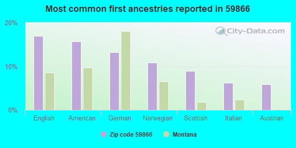 Most common first ancestries reported in 59866