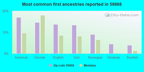 Most common first ancestries reported in 59868