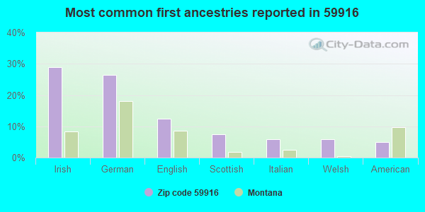 Most common first ancestries reported in 59916