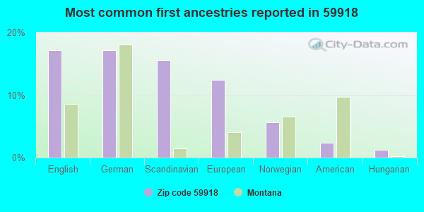 Most common first ancestries reported in 59918