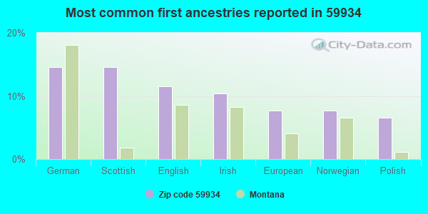 Most common first ancestries reported in 59934