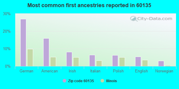 Most common first ancestries reported in 60135