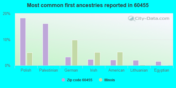 Most common first ancestries reported in 60455
