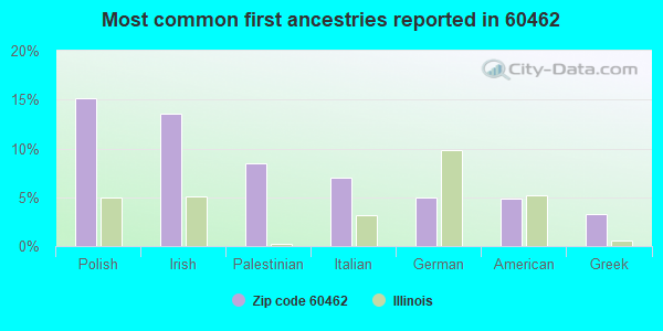 Most common first ancestries reported in 60462