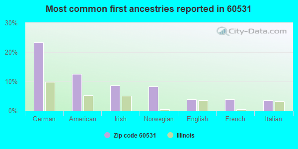 Most common first ancestries reported in 60531