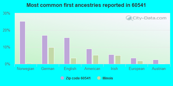 Most common first ancestries reported in 60541