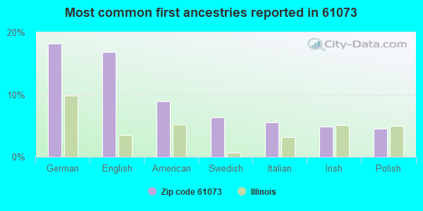 Most common first ancestries reported in 61073