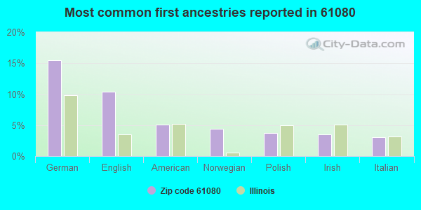 Most common first ancestries reported in 61080