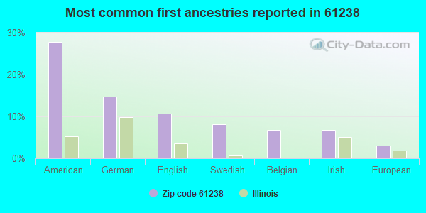 Most common first ancestries reported in 61238