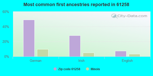 Most common first ancestries reported in 61258