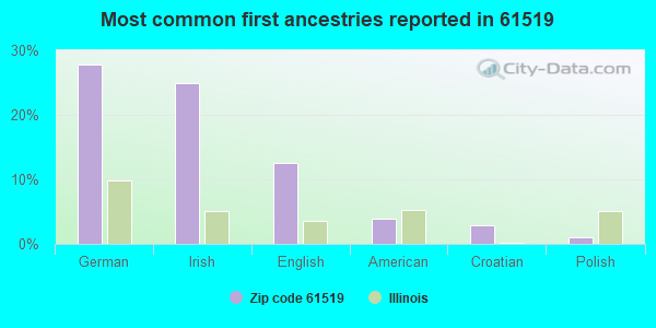 Most common first ancestries reported in 61519