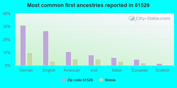 Most common first ancestries reported in 61529