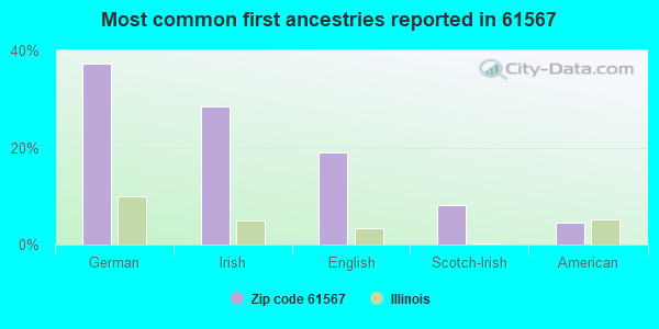 Most common first ancestries reported in 61567