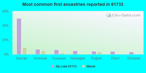 Most common first ancestries reported in 61733