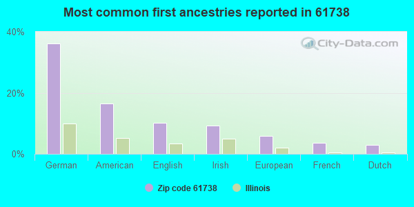 Most common first ancestries reported in 61738