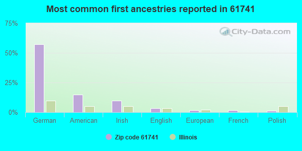 Most common first ancestries reported in 61741