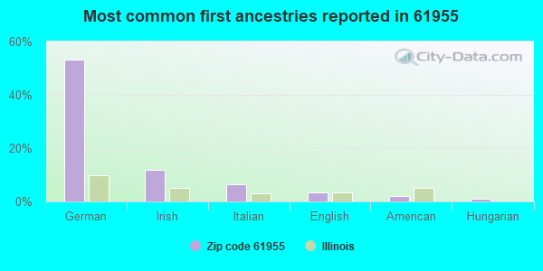 Most common first ancestries reported in 61955