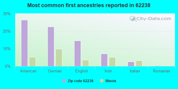 Most common first ancestries reported in 62238