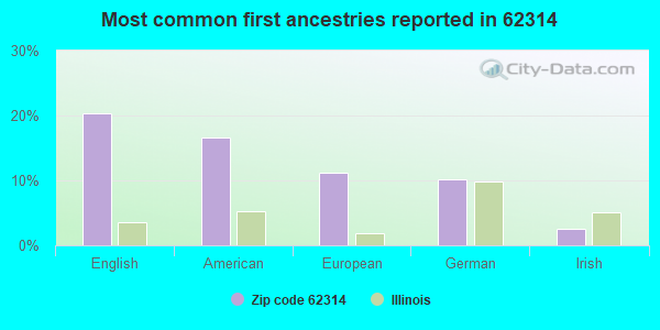 Most common first ancestries reported in 62314