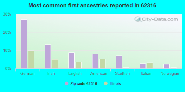 Most common first ancestries reported in 62316