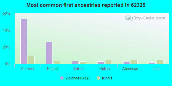 Most common first ancestries reported in 62325