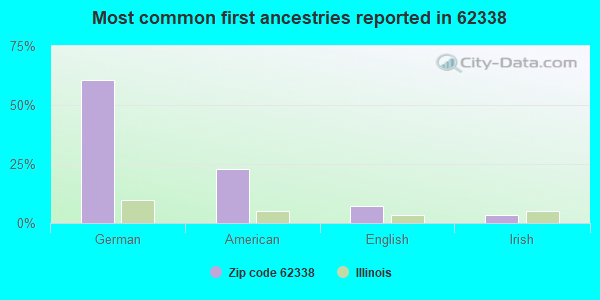 Most common first ancestries reported in 62338