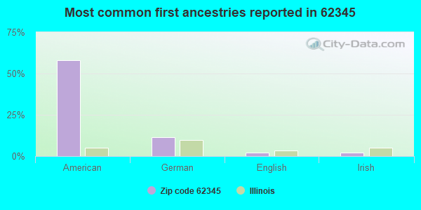 Most common first ancestries reported in 62345