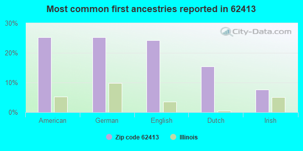 Most common first ancestries reported in 62413