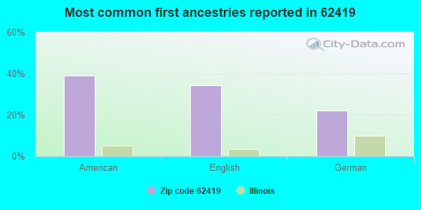 Most common first ancestries reported in 62419