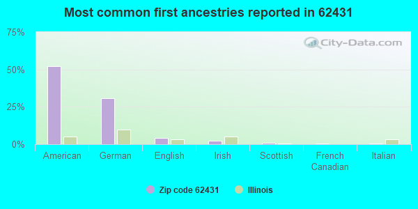 Most common first ancestries reported in 62431