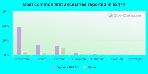 Most common first ancestries reported in 62474