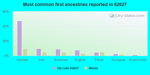 Most common first ancestries reported in 62627