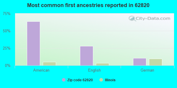 Most common first ancestries reported in 62820