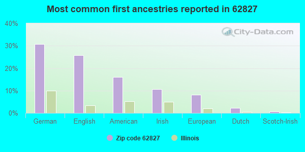 Most common first ancestries reported in 62827