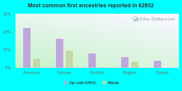 Most common first ancestries reported in 62852